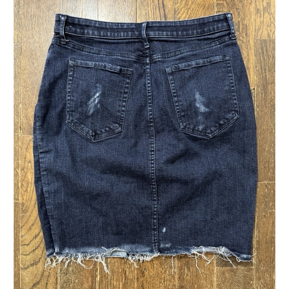 Banana Republic Jean Skirt Sz 4 (W29xL18) Button Down Pencil Blue Denim Raw Hem - Picture 2 of 6